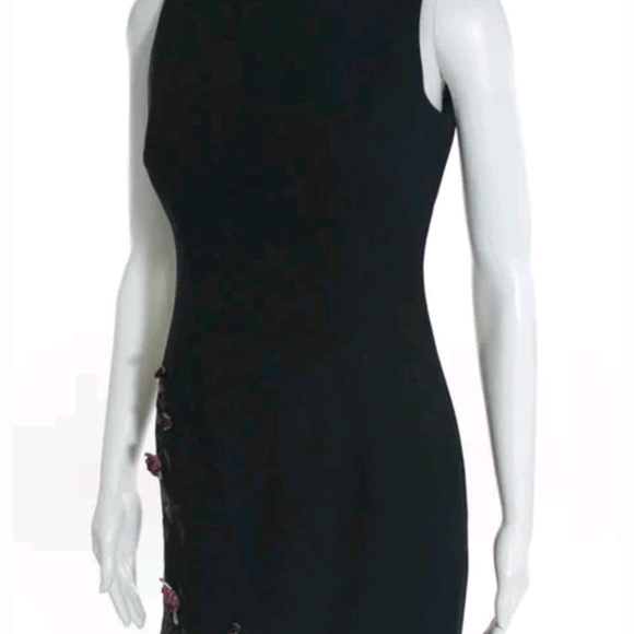 Laundry black sleeveless flower applique dress 2 - Picture 2 of 7